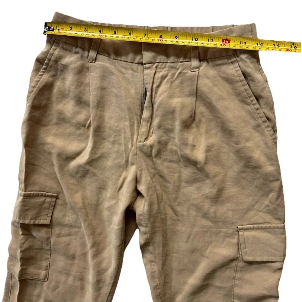 A New Day Tan Ankle Cargo Pants Women’s 4 Elastic Waist Multi Pockets Office